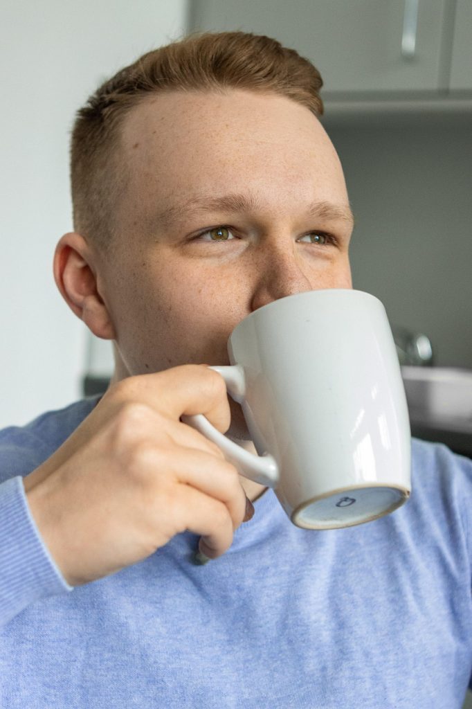 man, coffee, tea, laugh, digital, coffee shop, shirt, desk, job, portrait, happiness, work, sofa, table, phone, young, relaxation, person, user, love, people, smartphone, user, user, user, user, user